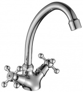 Смеситель Decoroom DR54028 двуручный для кухни с поворотным изливом, хром