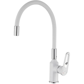 Смеситель для кухни с гибким изливом Savol S-600606AW, хром/белый