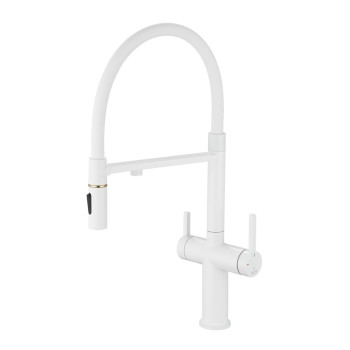 Смеситель для кухни с подключением фильтра для воды Rose R458C, белый