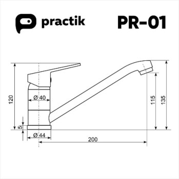 Смеситель для кухни ULGRAN Practik PR-01-002, слоновая кость