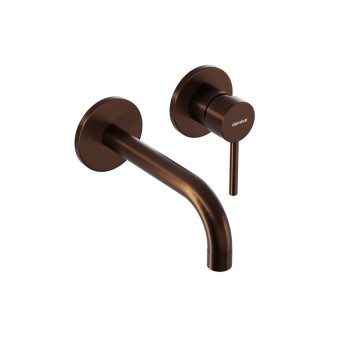 Смеситель для раковины монтируемый в стену, розовое золото