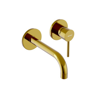 Смеситель для раковины монтируемый в стену, золото