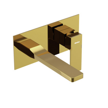 Смеситель для раковины, монтируемый в стену, золото