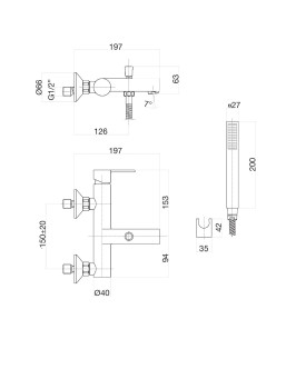 Смеситель для ванны Fiore KATANA 77CR7550, хром