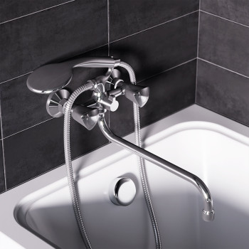 Смеситель для ванны и душа, с длинным изливом
