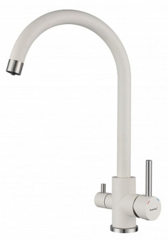 Смеситель GranFest QUARZ для кухни U-обр. с краном питьевой воды D-35мм арт.Z-5420 белый