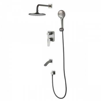 Смеситель Lemark Bronx LM3722GM для ванны и душа встраиваемый с дополнительной 3-функц. лейкой, граф
