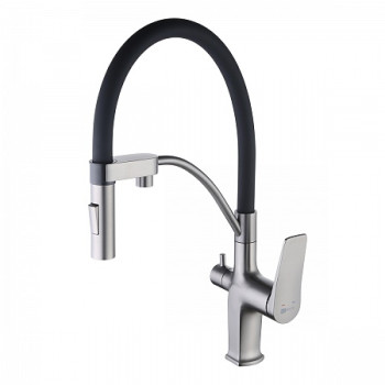 Смеситель Lemark Bronx LM3761GM для кухни, с гибким изливом, с подключ. к фильтру питьевой воды, гра
