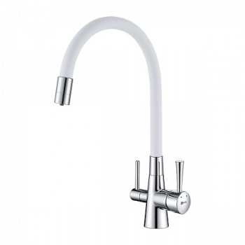Смеситель Lemark Comfort LM3075C-White для кухни с подключ. к фильтру с питьевой водой, хром белый