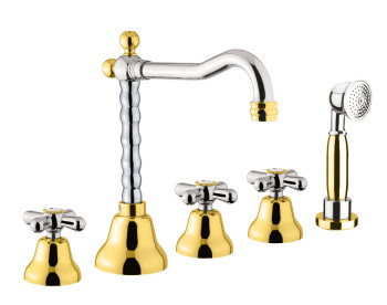 Смеситель на борт ванны Fiore MARGOT 26CO0607, хром/золото