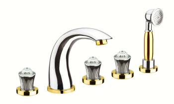 Смеситель на борт ванны Fiore VENERE SKY (SWAROVSKI®) 13CO0608, хром/золото