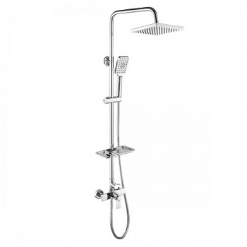 Смеситель Rossinka RS50-45 термост. для душа с верх. лейкой "Тропический дождь" и 3-ф. лейкой, хром