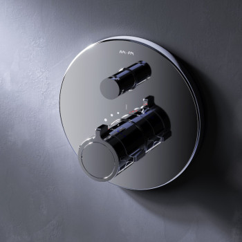 Смеситель с термостатом монтируемый в стену на 2 потребителя