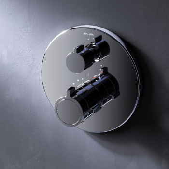 Смеситель с термостатом монтируемый в стену на 3 потребителя