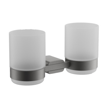 Стакан для ванной комнаты двойной BELZ B90708, оружейная сталь