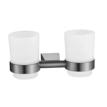 Стакан для ванной комнаты двойной Shevanik SG5722T, оружейная сталь