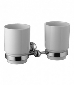 "Стандарт" Аксессуары для ванной, стакан 2шт. керамические для зубных щеток с настен держ