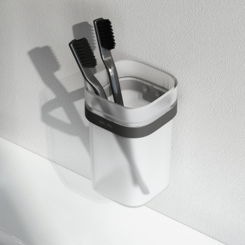 Стеклянный стакан с настенным держателем, черный