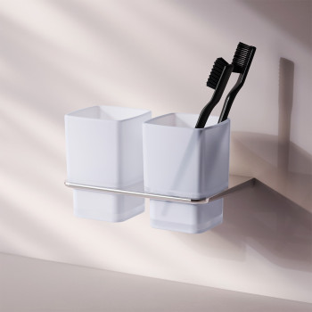 Стеклянный стакан с настенным держателем, двойной