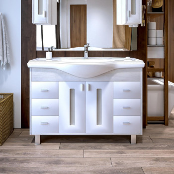 Тумба под раковину напольная Бриклаер БАЛИ светлая лиственница/белый, 120 см