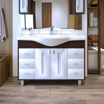 Тумба под раковину напольная Бриклаер БАЛИ венге/белый , 120 см