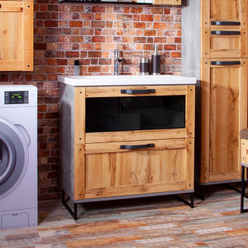 Тумба под раковину напольная Бриклаер ЛОФТ метрополитен грей, 80 см