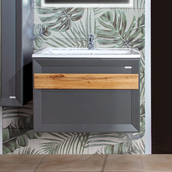 Тумба под раковину подвесная Бриклаер БЕРЛИН оникс серый, 70 см
