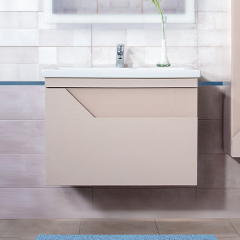 Тумба под раковину подвесная Бриклаер Брайтон бежевый, 80 см