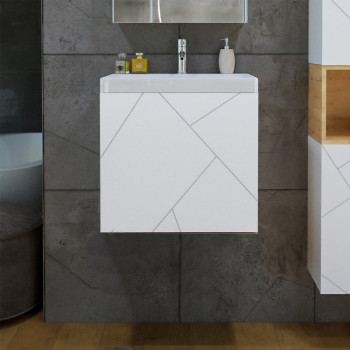 Тумба под раковину подвесная Бриклаер КРИСТАЛЛ белый, 50 см