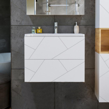 Тумба под раковину подвесная Бриклаер КРИСТАЛЛ белый, 70 см