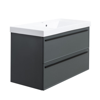 Тумба под раковину подвесная La Fenice Elba TWIN FNC-01-ELB-G-100-2, серо-зеленая