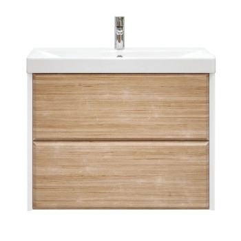 Тумба под раковину подвесная Velvex Gesso tp.GES.9696.80.2Y белый матовый/дуб сонома, 80 см