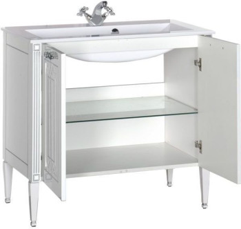 Тумба с раковиной Aquanet Паола 90 белый/серебро (литьевой мрамор)