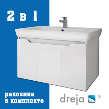 Тумба с раковиной подвесная Dreja Q(D) 80 см, белый