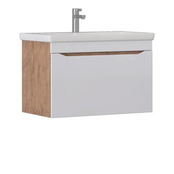 Тумба с раковиной подвесная VIGO Grani 166 дуб золотой, 80 см