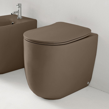 Унитаз безободковый пристенный 55х35 см, с креплениями WB5N, цвет: Bruno matt