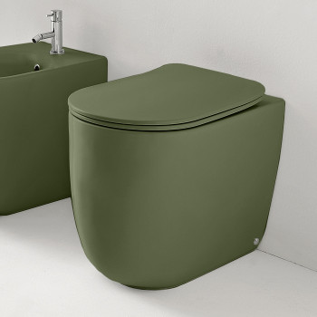 Унитаз безободковый пристенный 55х35 см, с креплениями WB5N, цвет: Verde muschio