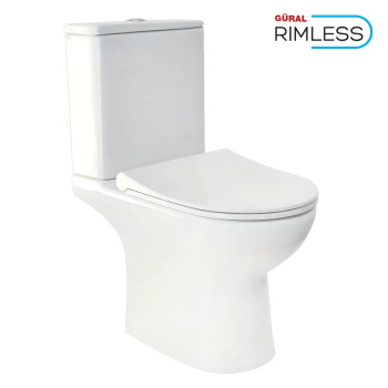 Унитаз компакт безободковый GURAL Tria Slim с Soft Close TR04KLZ01-SL&TR02RZV01