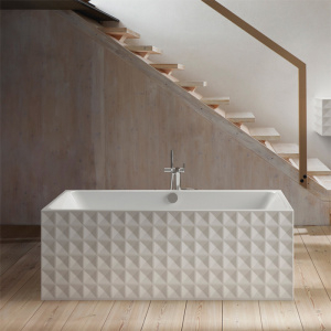 Ванна свободностоящая с шумоизоляцией 181х81х42, с декоративными панелями с объемным тиснением, цвет белый