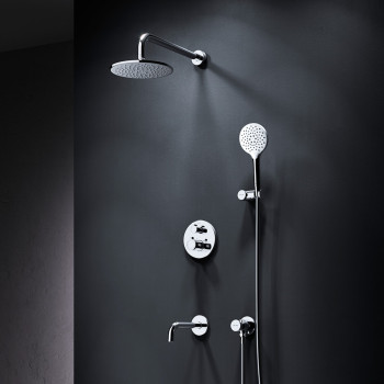 Встраиваемая душевая система со смесителем для ванны и душа с термостатом и душевым набором