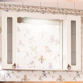 Зеркало с двумя шкафчиками Бриклаер КАНТРИ 105SS, бежевый дуб прованс