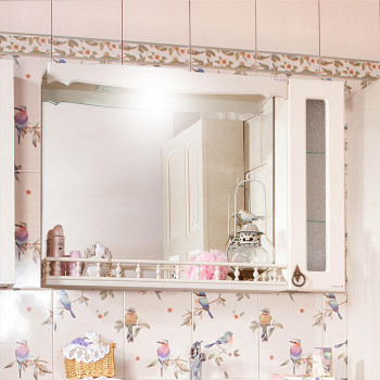 Зеркало со шкафчиком и балюстрадой Бриклаер КАНТРИ 105SB, бежевый дуб прованс