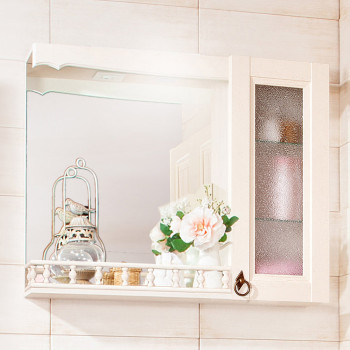 Зеркало со шкафчиком и балюстрадой Бриклаер КАНТРИ 75SB, бежевый дуб прованс