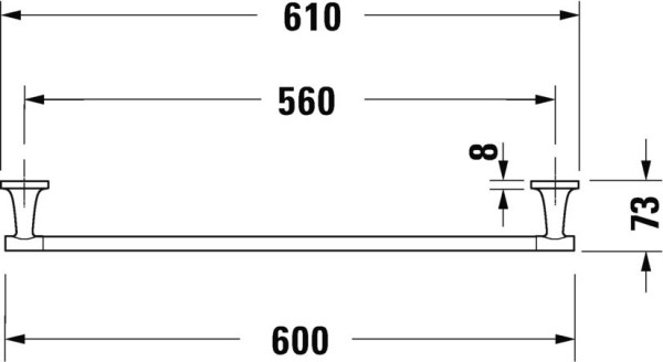 0099424600 Starck T Полотенцедержатель настенный 60см, цвет - Чёрный матовый (ДО ОКОНЧАНИЯ СКЛАДСКИХ ЗАПАСОВ). Фото 2