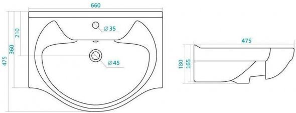 1.WH10.9.651 БАЙКАЛ умывальник 65 см. Фото 3