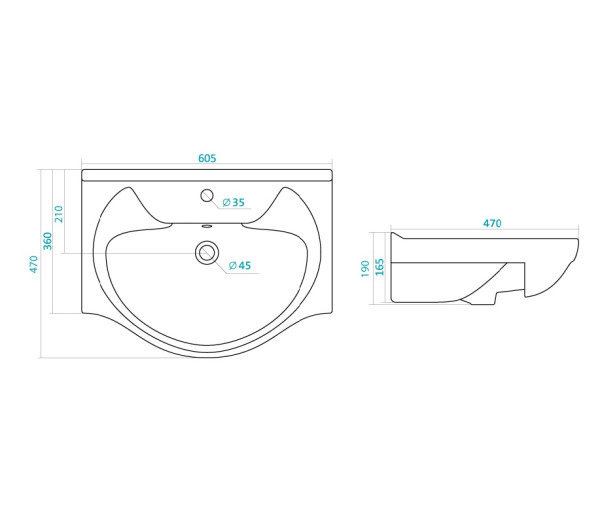 1.WH10.9.652 БАЙКАЛ умывальник 60 см. Фото 2