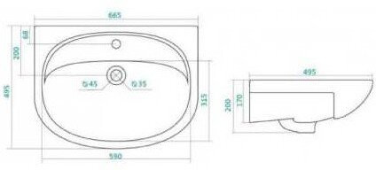 1.WH11.0.174 СТЕЛЛА умывальник 65 см. Фото 7