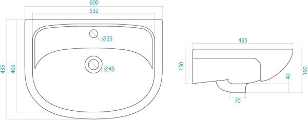 1.WH11.0.198 ЭЛЛАДА умывальник 60 см. Фото 4