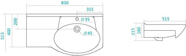 1.WH11.0.225 КОРАЛЛ-83 умывальник (левый). Фото 2