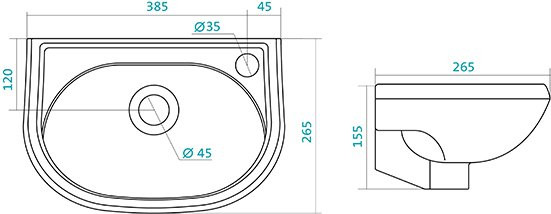 1.WH11.0.442 БРИЗ мини-умывальник 40 см, л/отв.. Фото 2